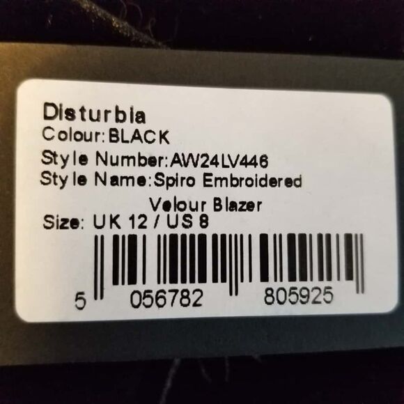 NWT Disturbia Spiro Embroidered Velour Blazer US size 8 - Picture 7 of 9